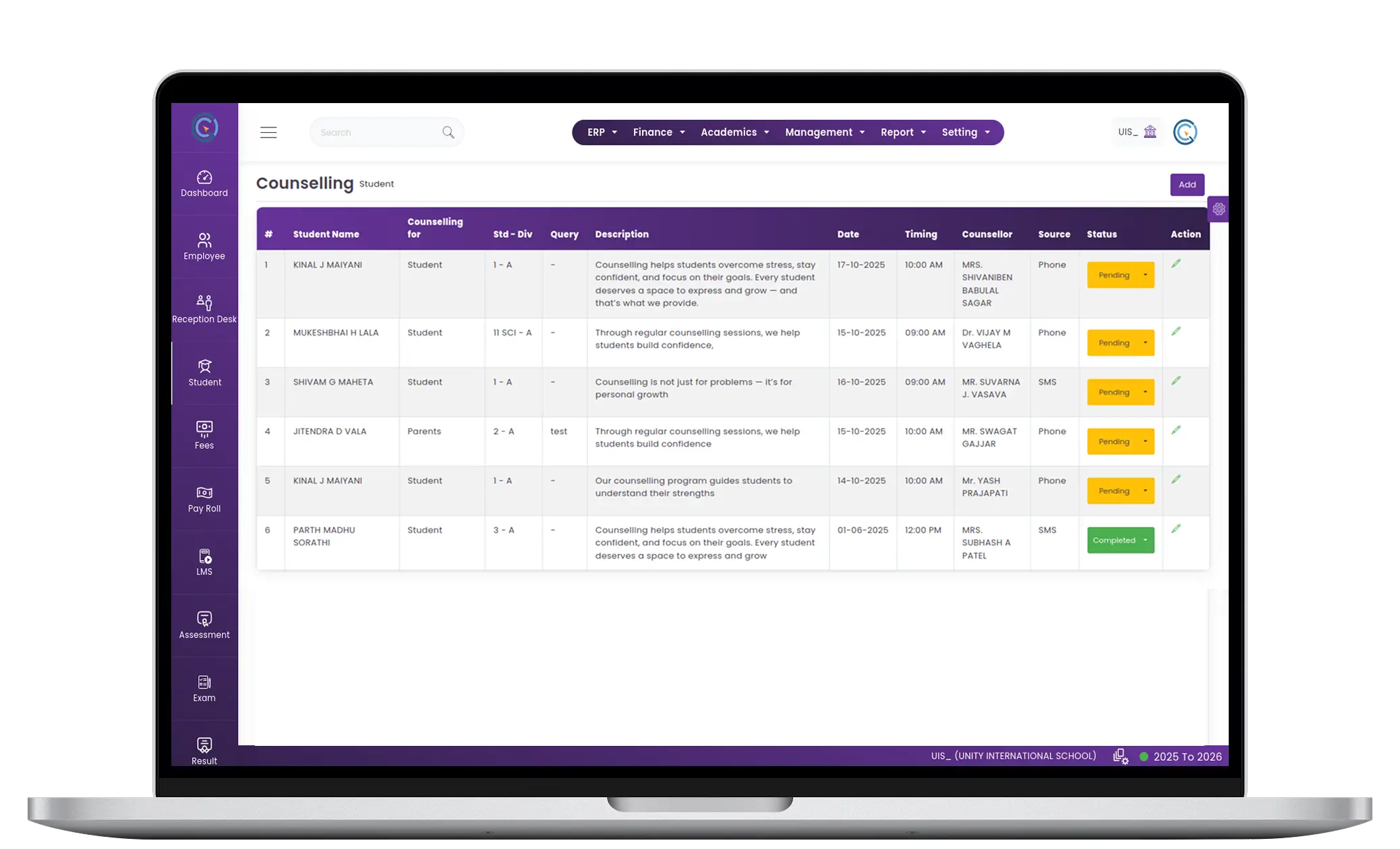 Student Counselling Management System for Schools